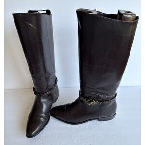 Women’s Brown Tall Boots Size 7 Narrow 7N Star Moon Detail Made in Brazil
